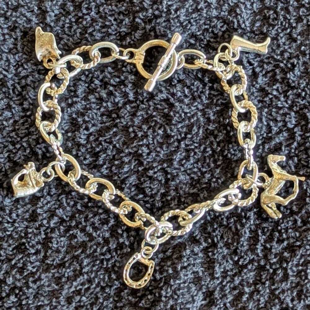 Silver Link Horse Charm Bracelet